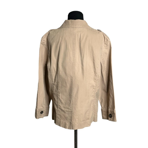 Talbots beige buttoned 3/4 sleeves lightweight jacket size Large - Picture 3 of 11